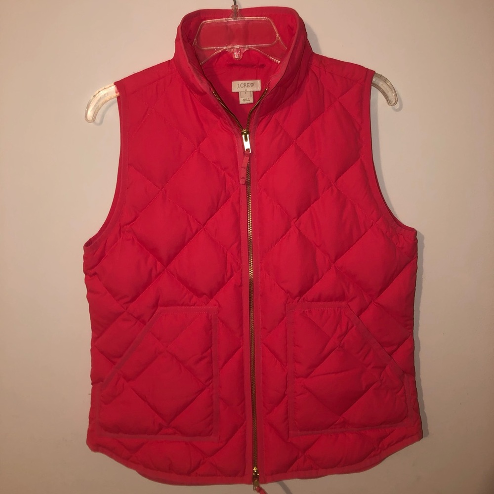 J Crew Puffer Vest Bright Coral